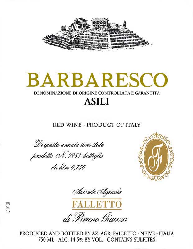 Bruno Giacosa - Barbaresco Asili label