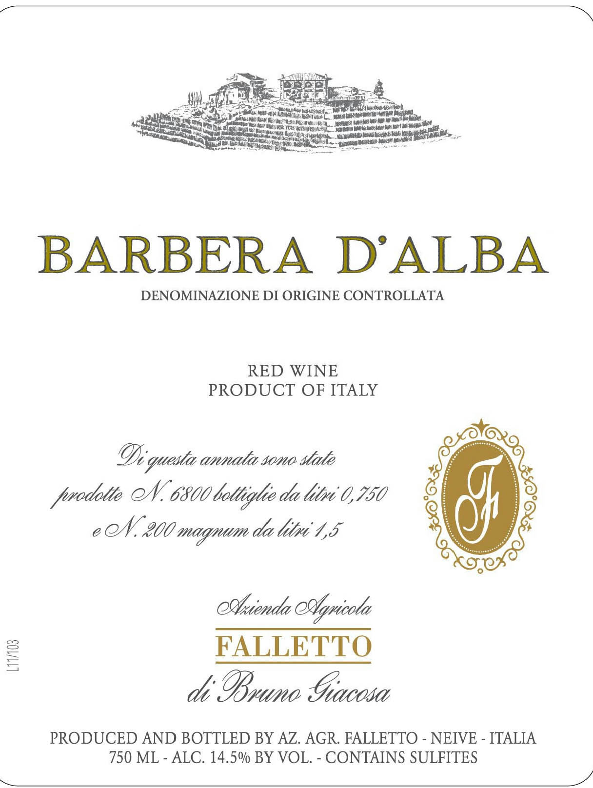 Bruno Giacosa - Barbera D'Alba Falletto label