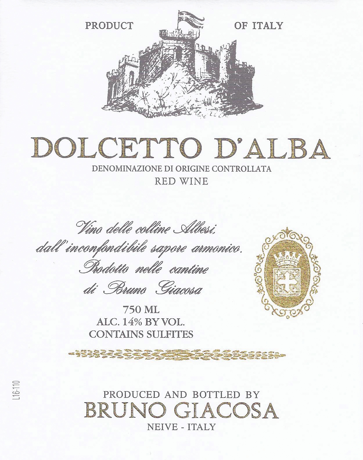 Bruno Giacosa - Dolcetto D'Alba label