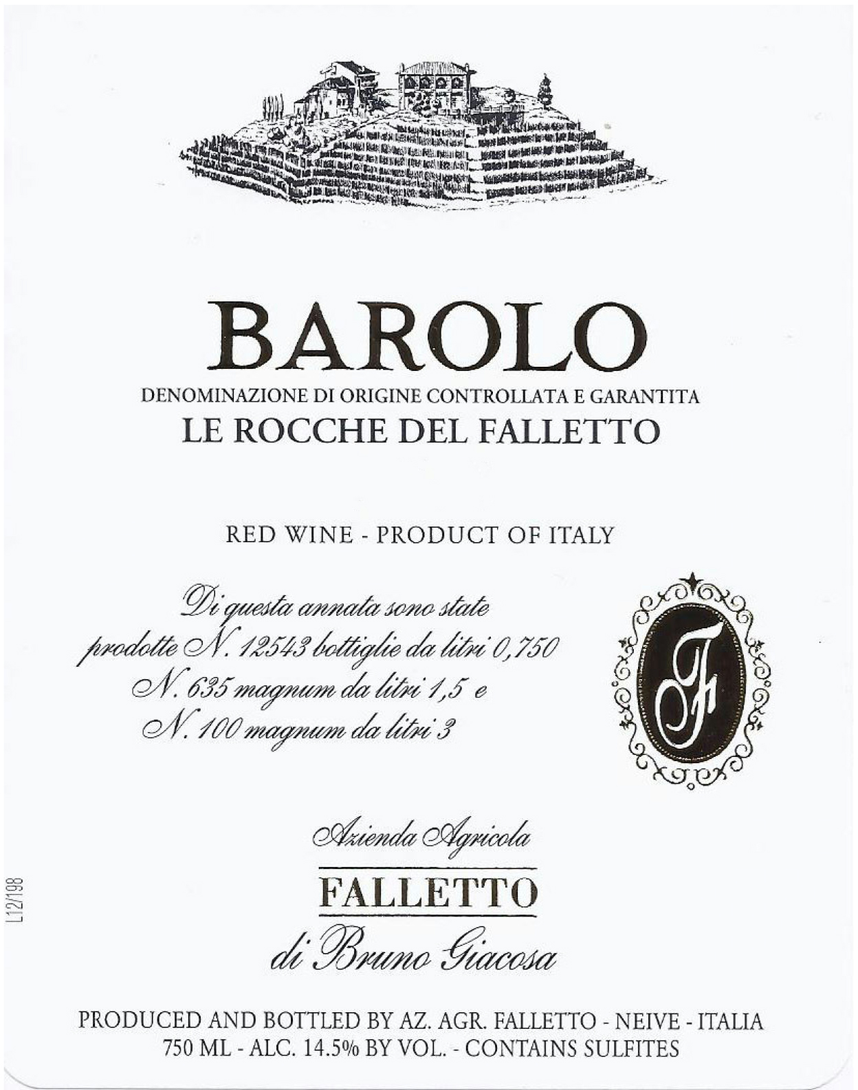 Bruno Giacosa - Barolo Le Rocche Del Falleto label