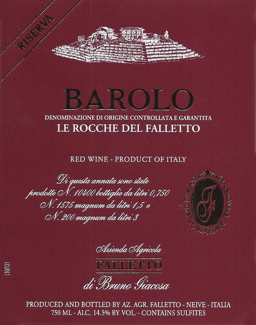 Bruno Giacosa - Barolo Falletto Vigna Le Rocche Riserva label