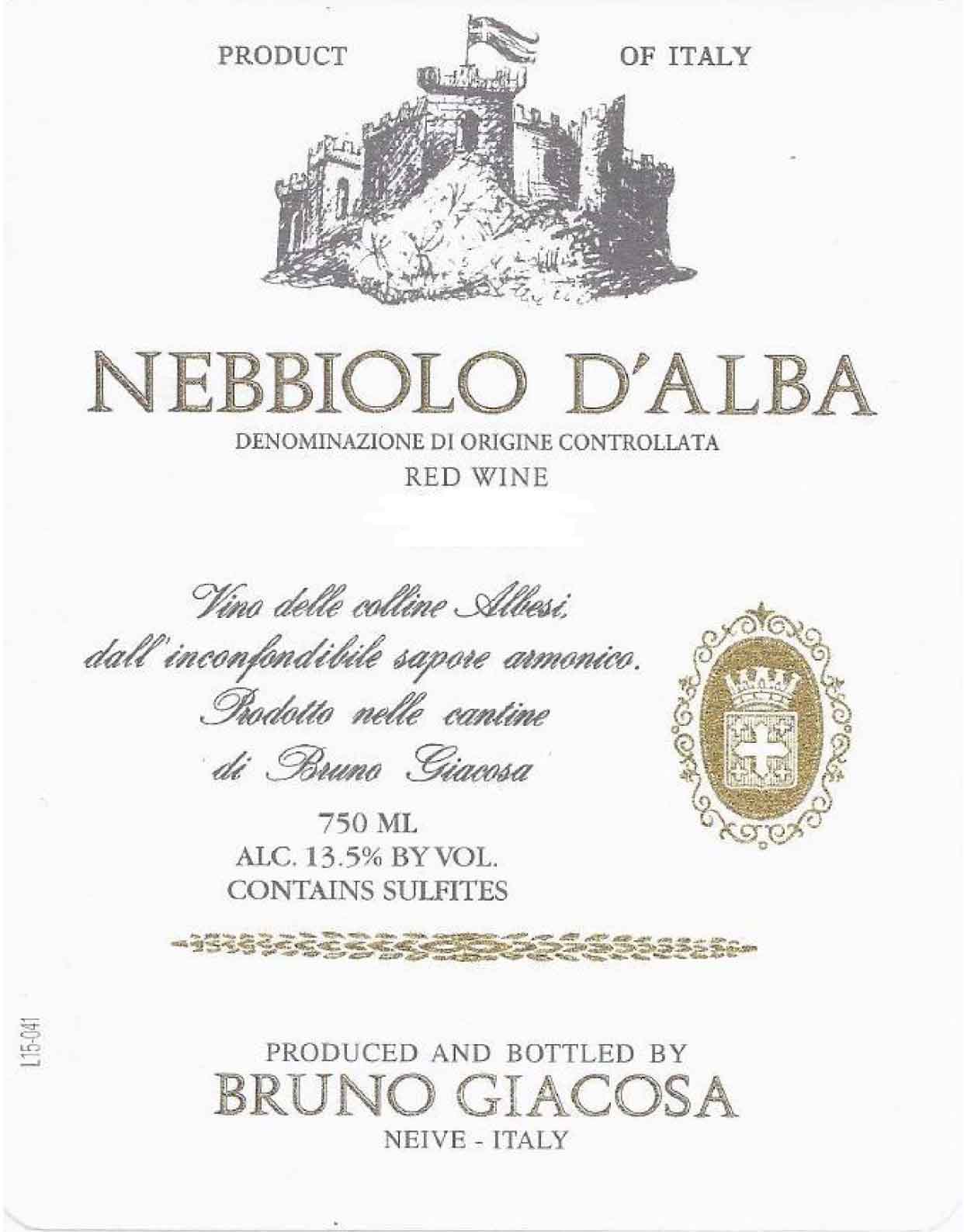 Bruno Giacosa - Nebbiolo D'Alba label