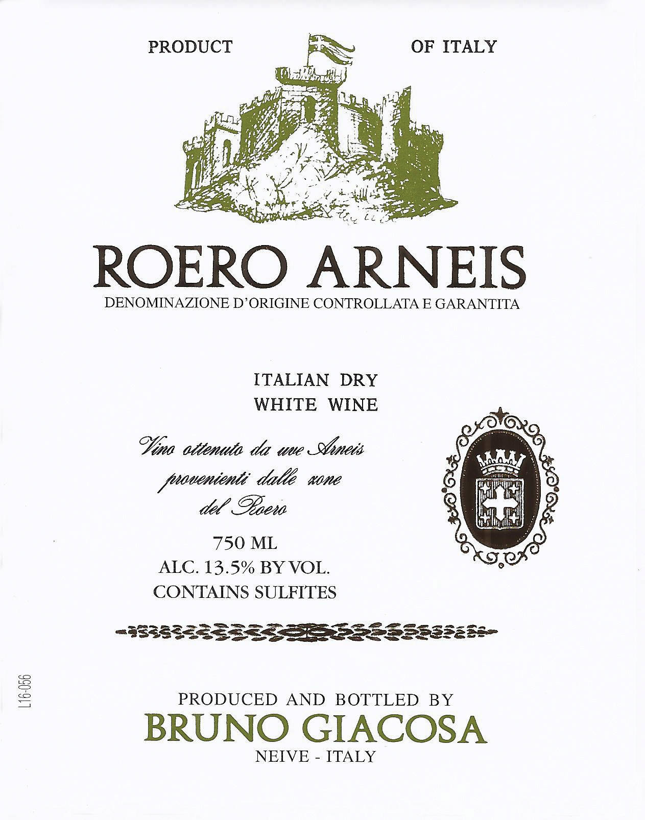 Bruno Giacosa - Roero Arneis label