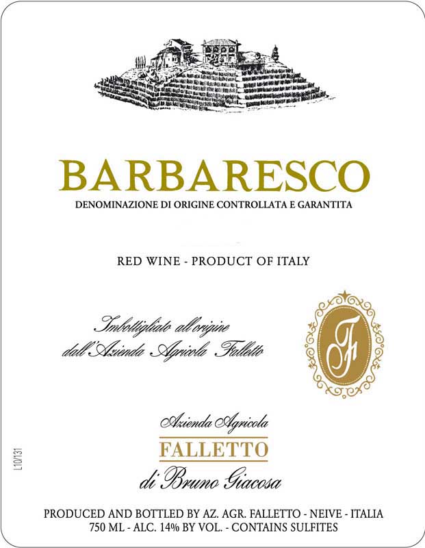 Bruno Giacosa - Barbaresco Falletto label
