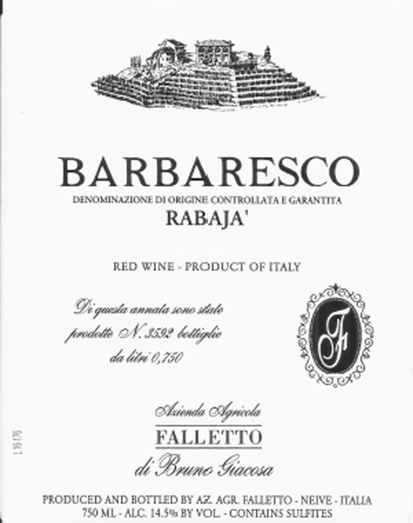 Bruno Giacosa - Rabaja Barbaresco label