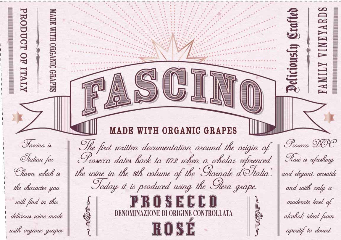 Fascino - Prosecco Rose Organic label