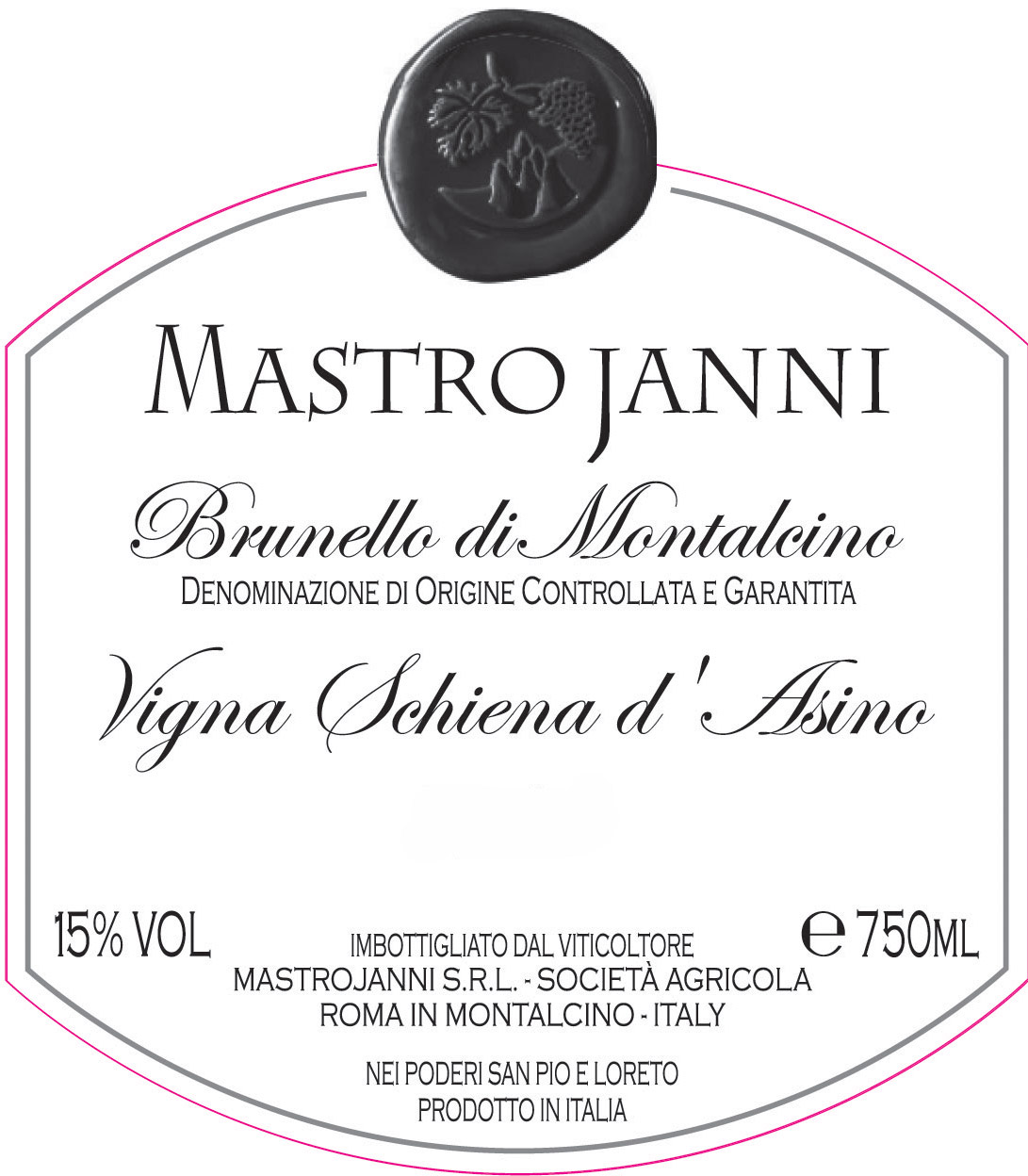 MastroJanni - Vigna Schiena d'Asino - DOCG label