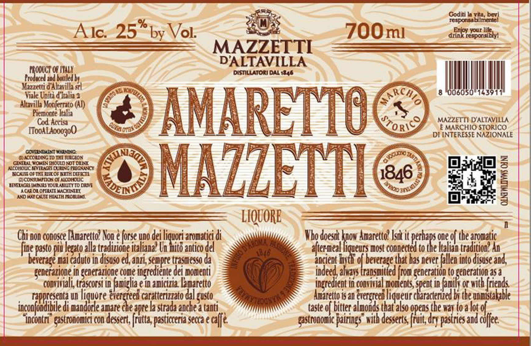 Mazzetti - Amaretto label