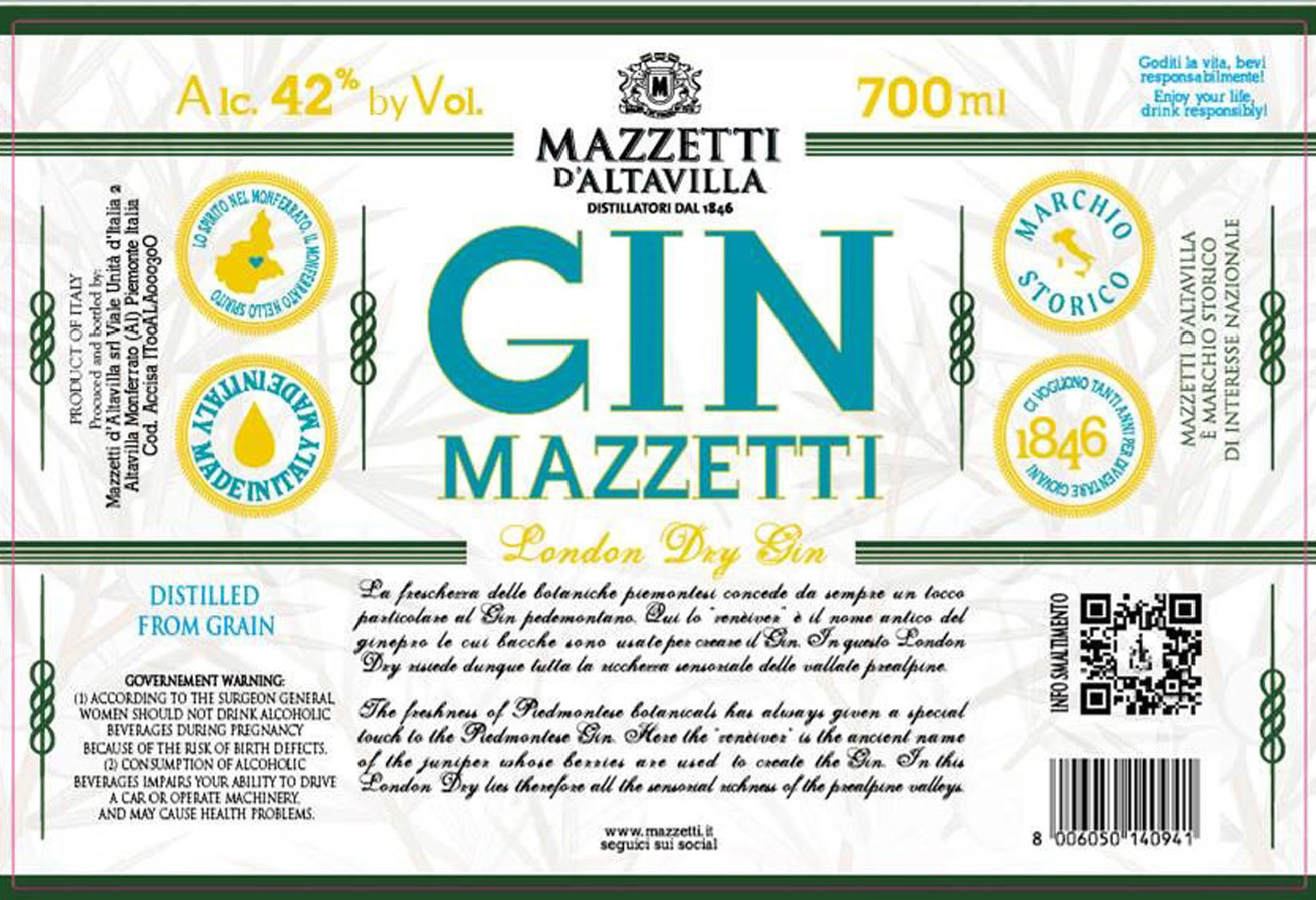 Mazzetti - Gin label
