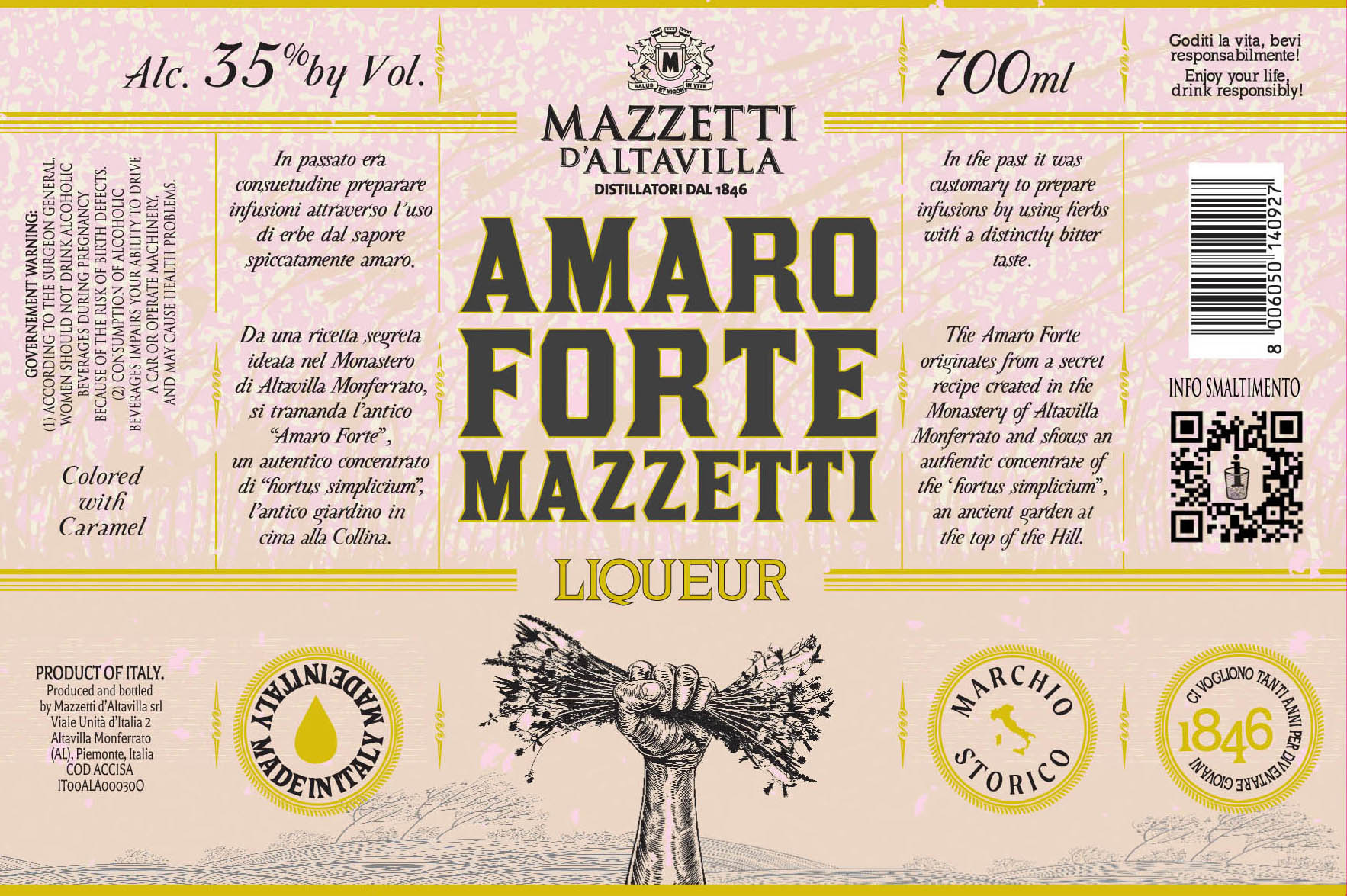 Mazzetti - Amaro Forte label