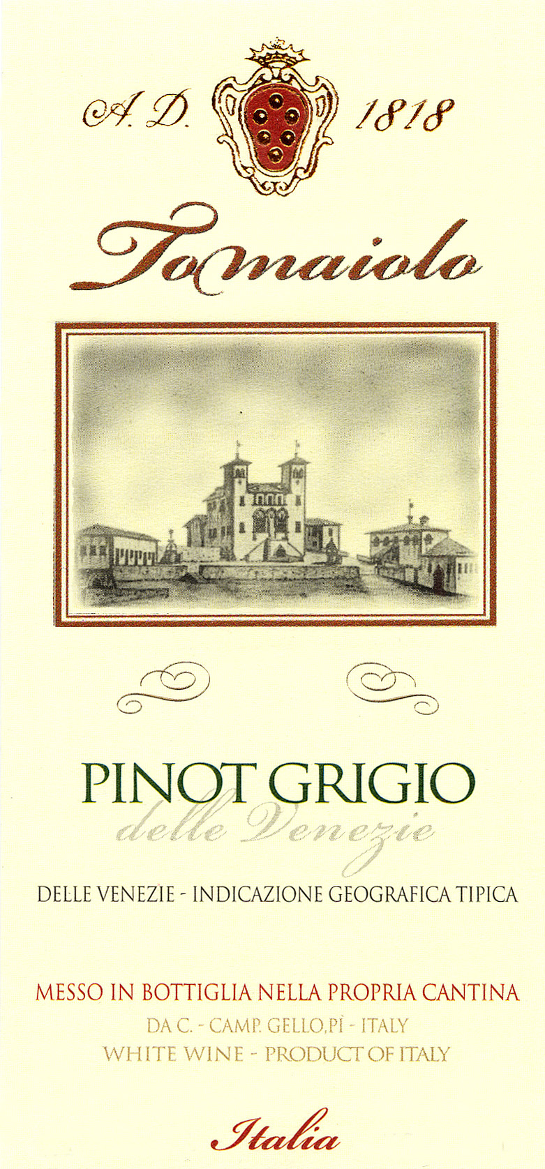 Tomaiolo - Pinot Grigio label