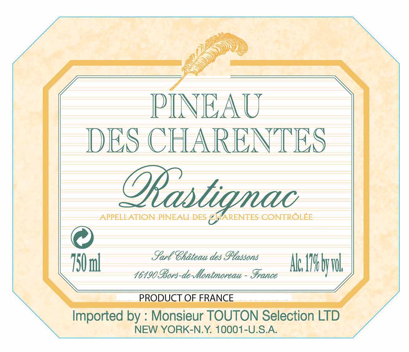 Chateau de Plassons - Rastignac - Pineau des Charentes label