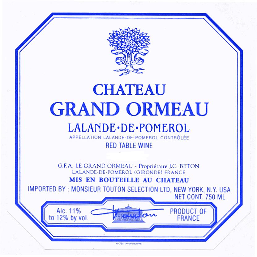Chateau Grand Ormeau label