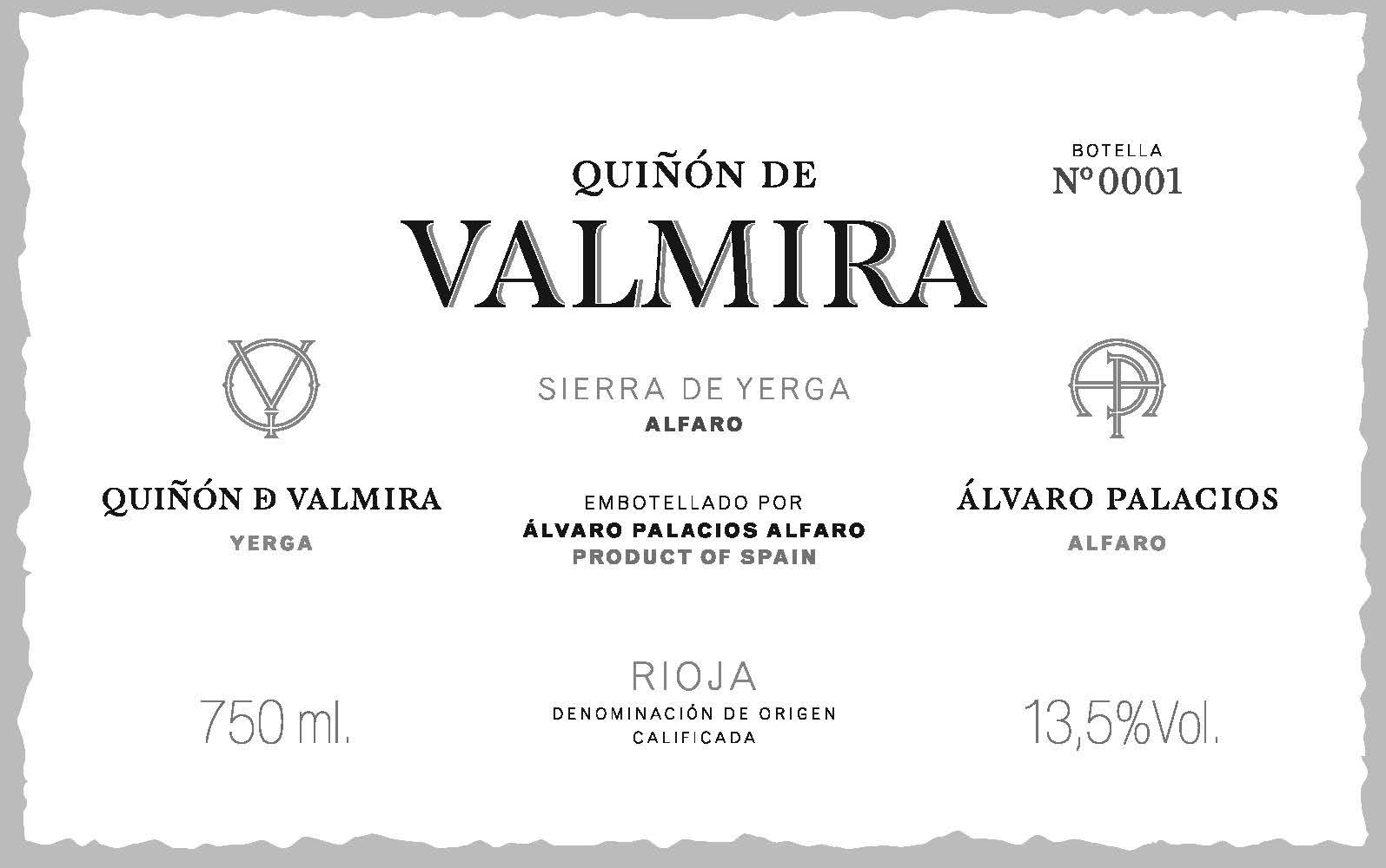 Alvaro Palacios - Quinon de Valmira label