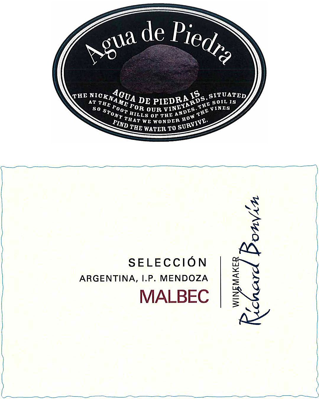 Agua de Piedra - Seleccion Malbec label