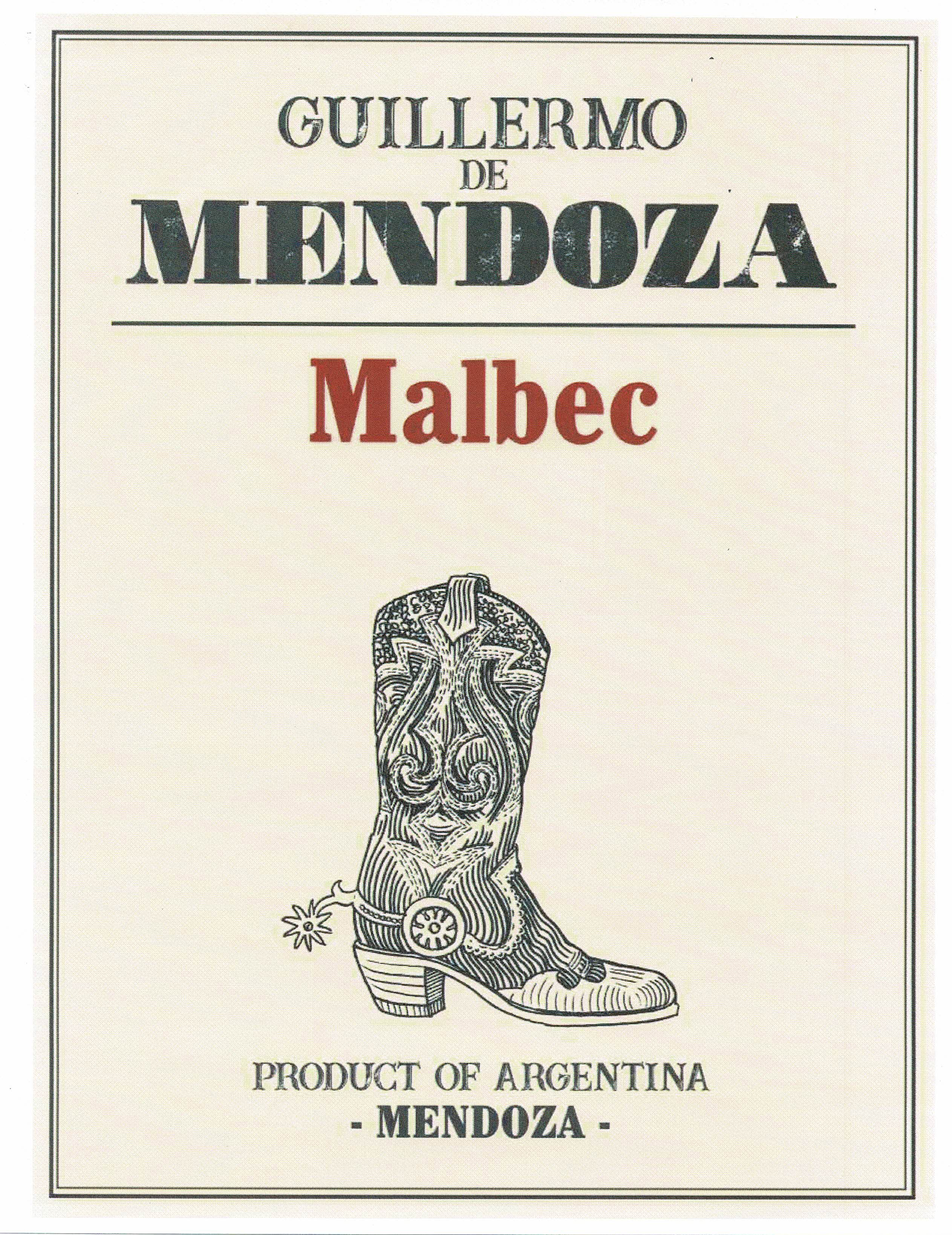 Guillermo de Mendoza - Malbec label