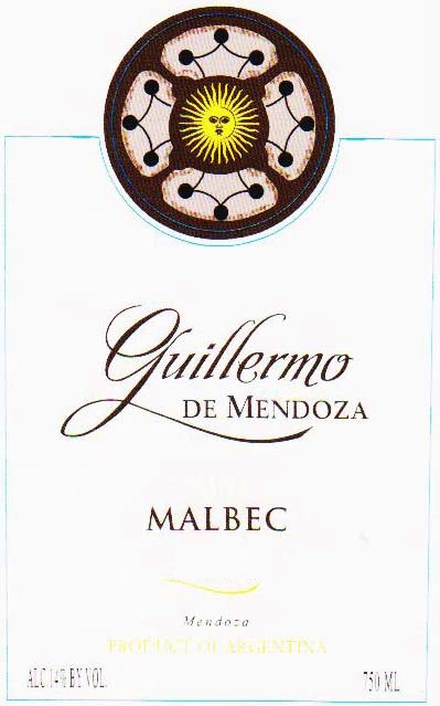 Guillermo de Mendoza - Malbec label