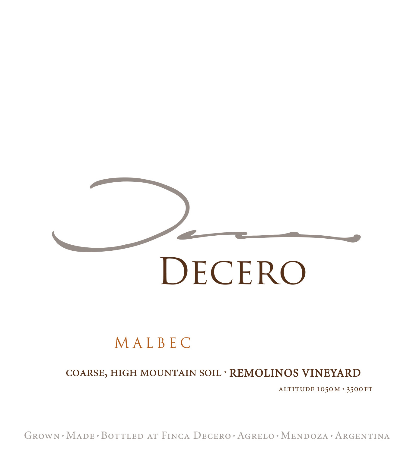 Finca Decero - Malbec label