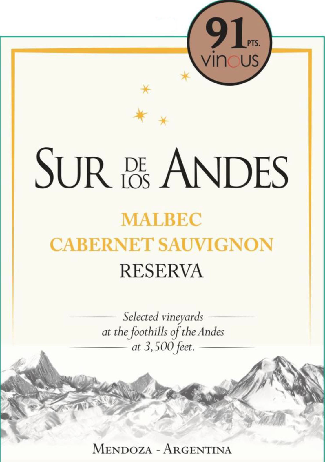 Sur de Los Andes - Malbec-Cabernet Sauvignon - Reserva label