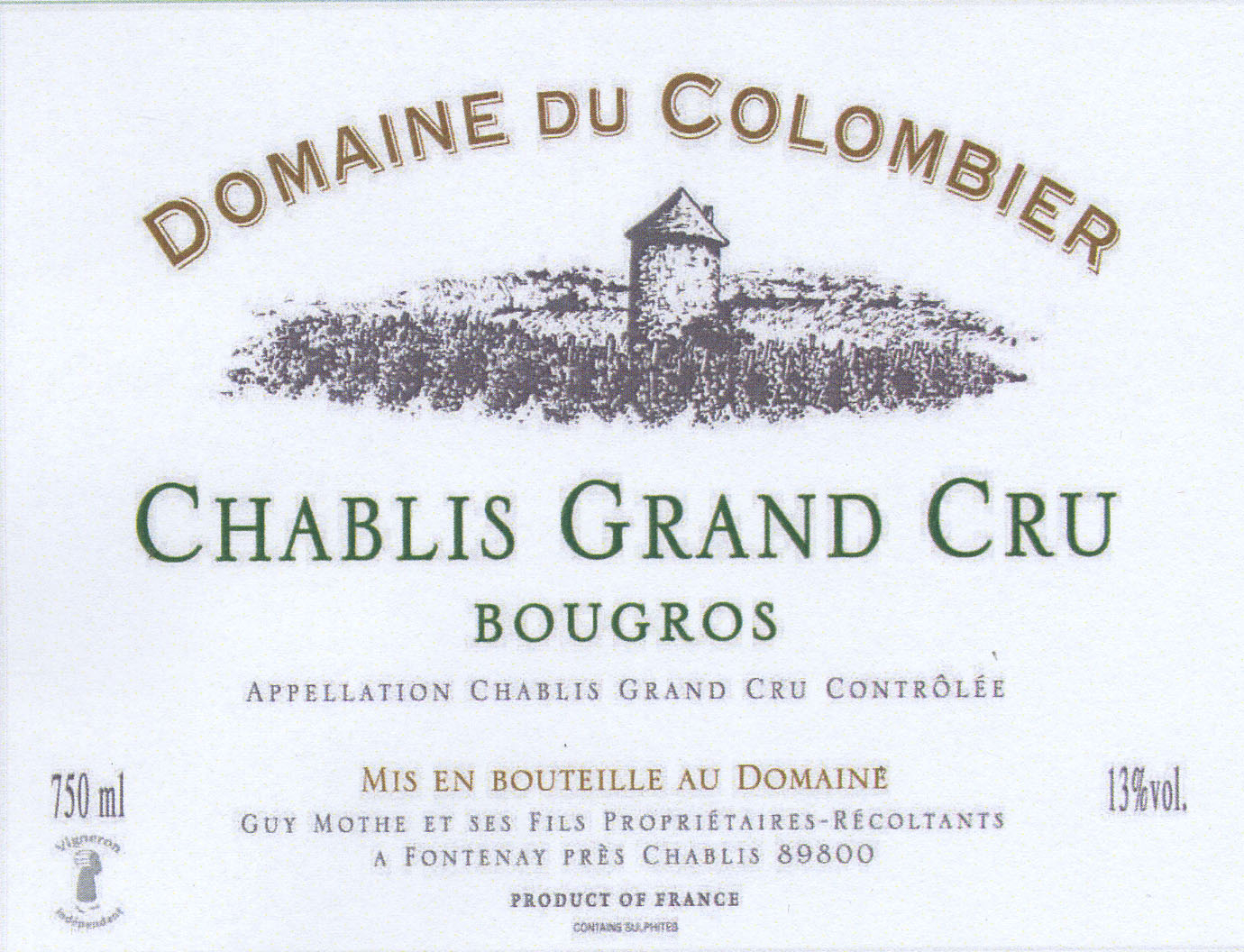 Domaine du Colombier - Chablis Grand Cru Bougros label