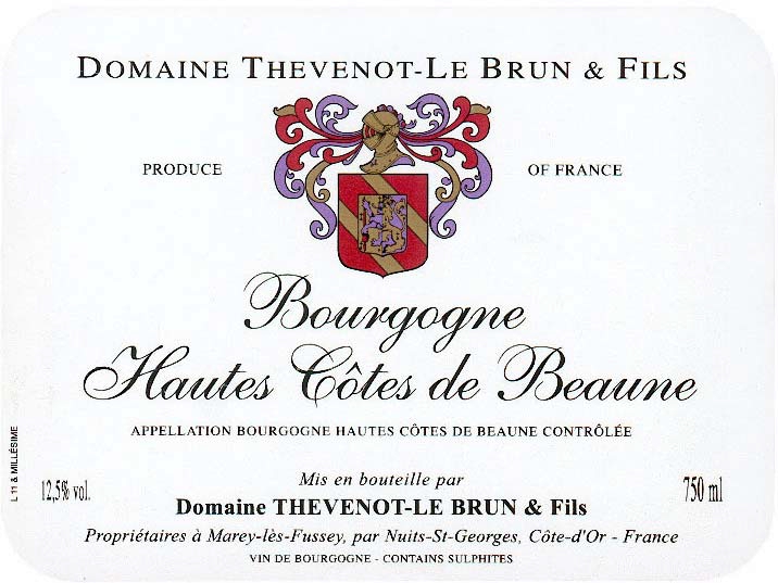 Domaine Thevenot-Le Brun & Fils - Bourgogne Hautes Cotes de Beaune Rouge label