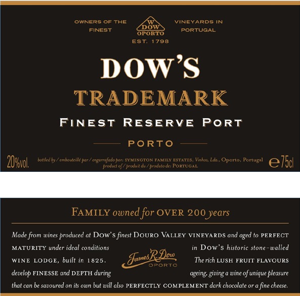Dow's Trademark label