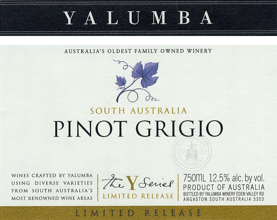 Yalumba - Y Series - Pinot Grigio label