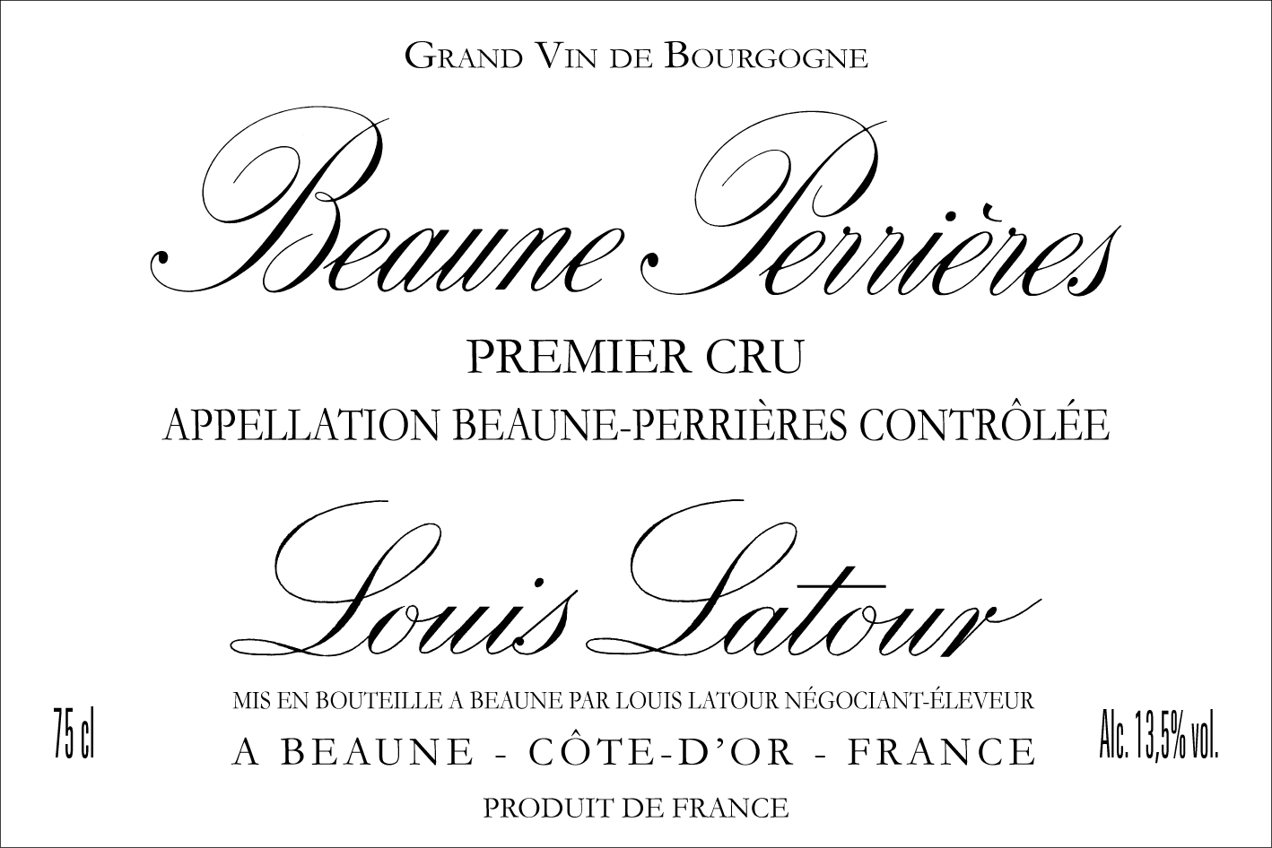 Louis Latour - Beaune Perrieres Premier Cru label