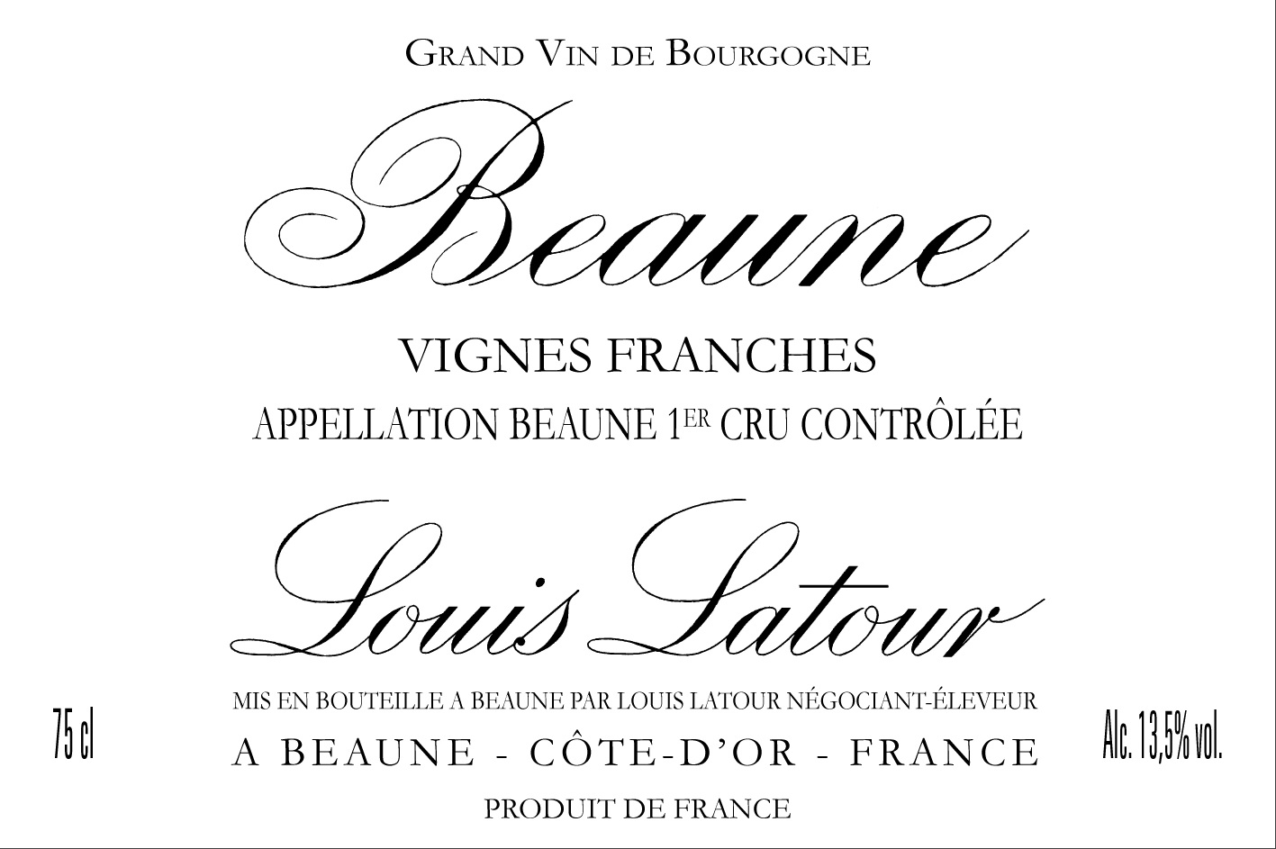 Louis Latour - Beaune 1er Cru - Vignes Franches label