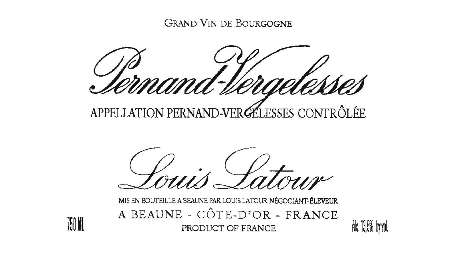 LATOUR PERNAND VERGELESSES (A.C.) BLANC label