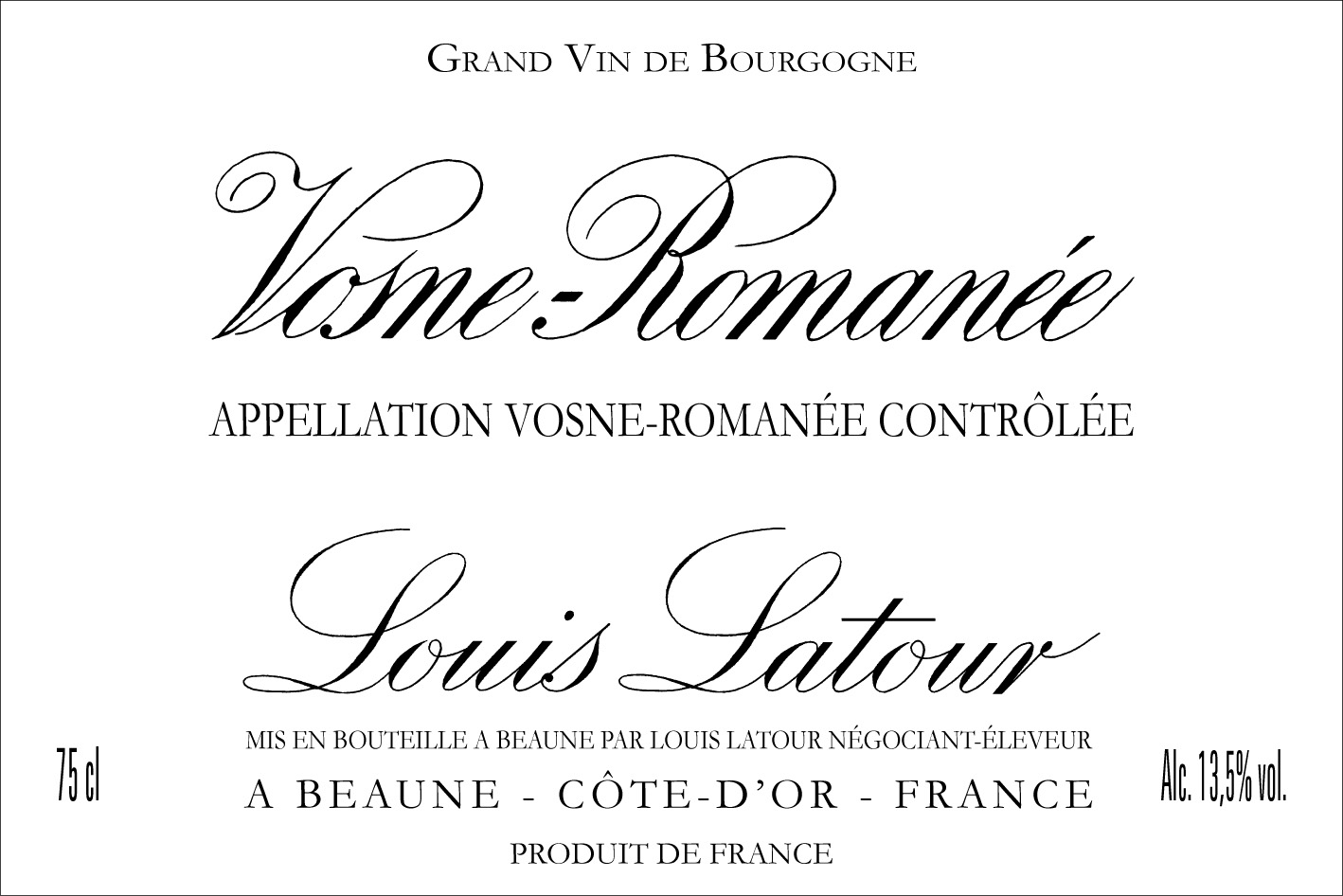 Louis Latour - Vosne Romanee label