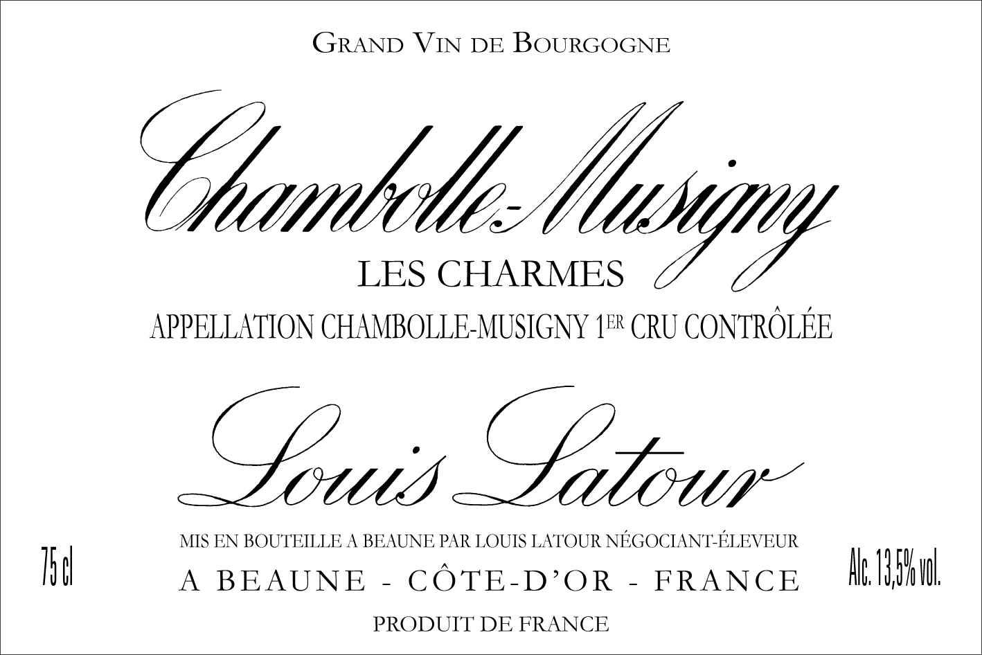 Louis Latour - Chambolle-Musigny les Charmes label