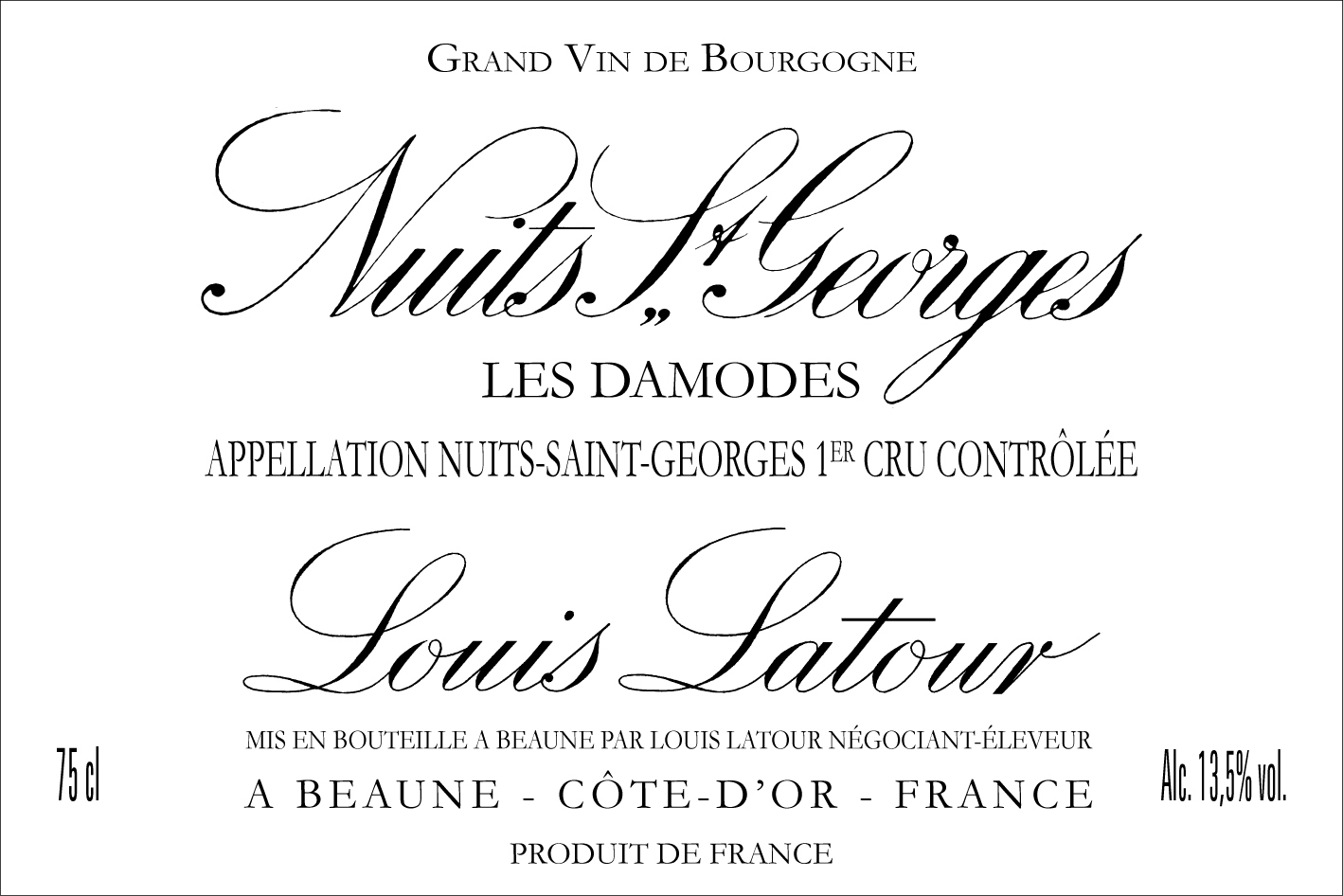 Louis Latour - Nuits St. Georges 1er Cru les Damodes label