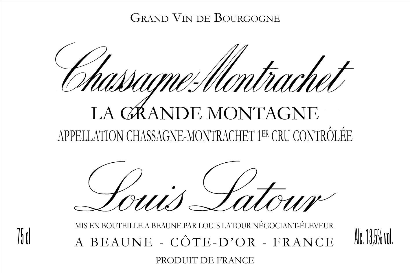 Louis Latour - Chassagne Montrachet 1er Cru La Grande Montagne label