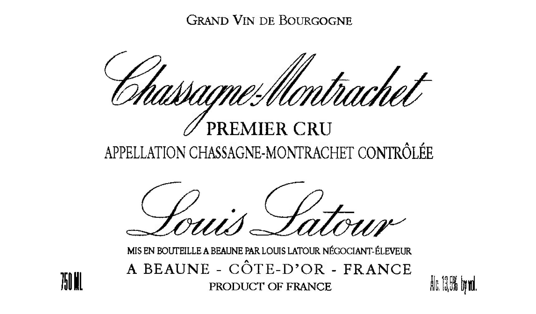 Louis Latour - Chassagne Montrachet 1er Cru La Grande Montagne label