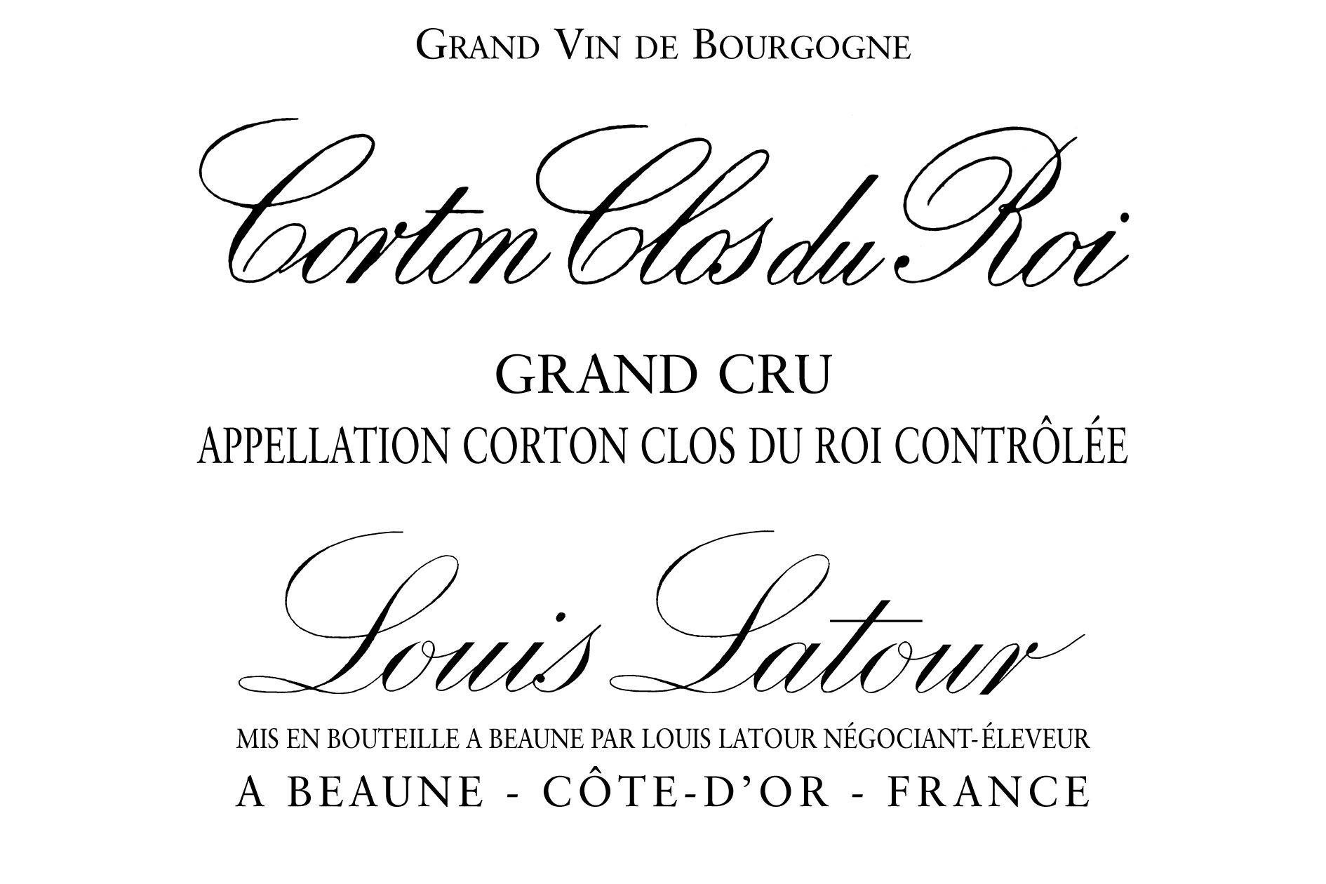 Louis Latour - Corton Clos du Roi label