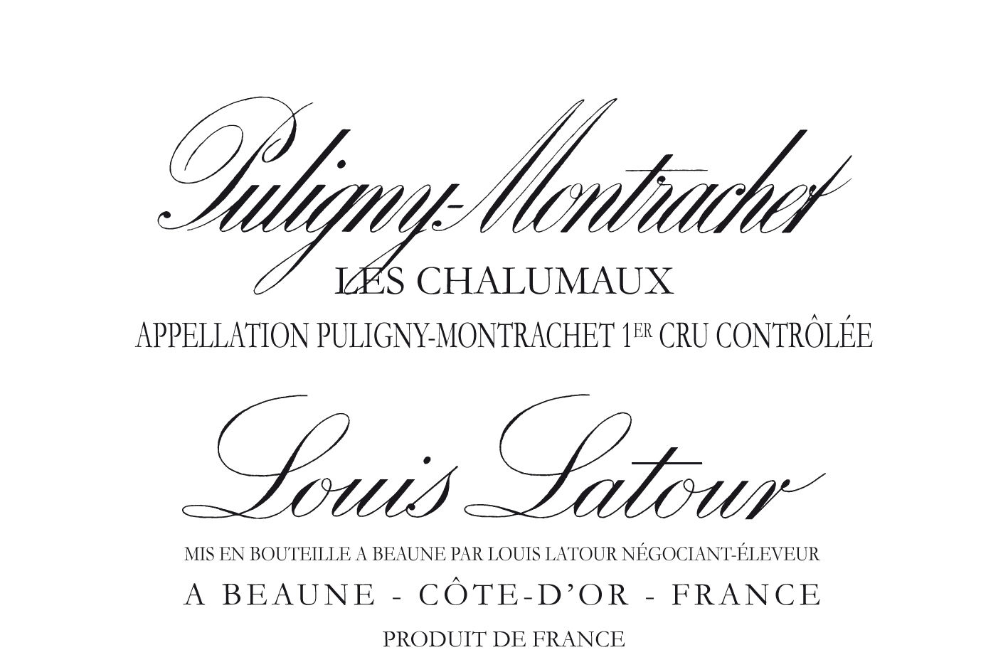 Louis Latour - Puligny Montrachet - Les Chalumaux label