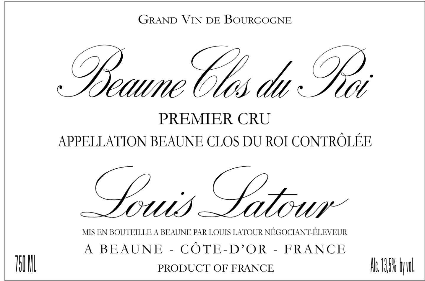 Louis Latour - Beaune 1er Cru Clos du Roi label