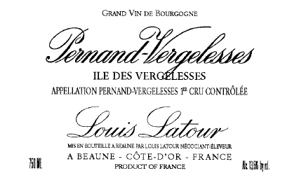 Louis Latour - Pernand-Vergelesses - 1er Cru Ile des Vergelesses label
