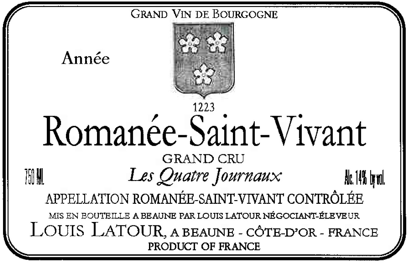Louis Latour - Cuvee Heritiers Latour/Romanee St Vivant - Les Quatre Journaux label