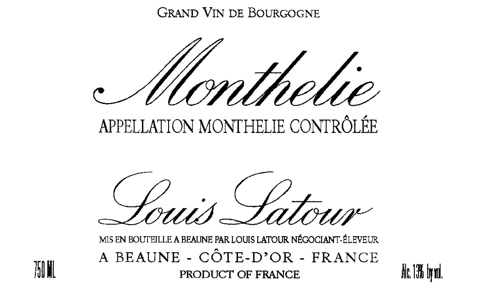 Louis Latour - Monthelie label