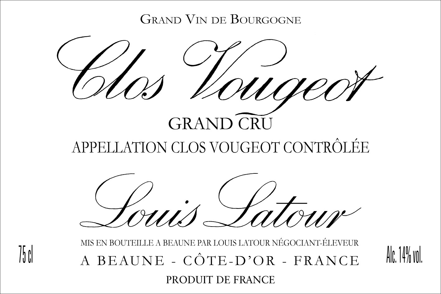 Louis Latour - Clos Vougeot Grand Cru label