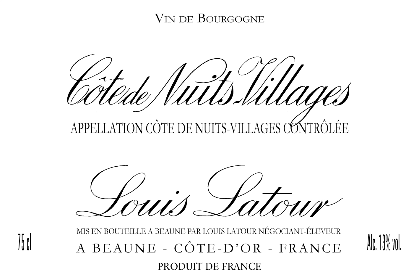 Louis Latour - Cote De Nuits-Villages label