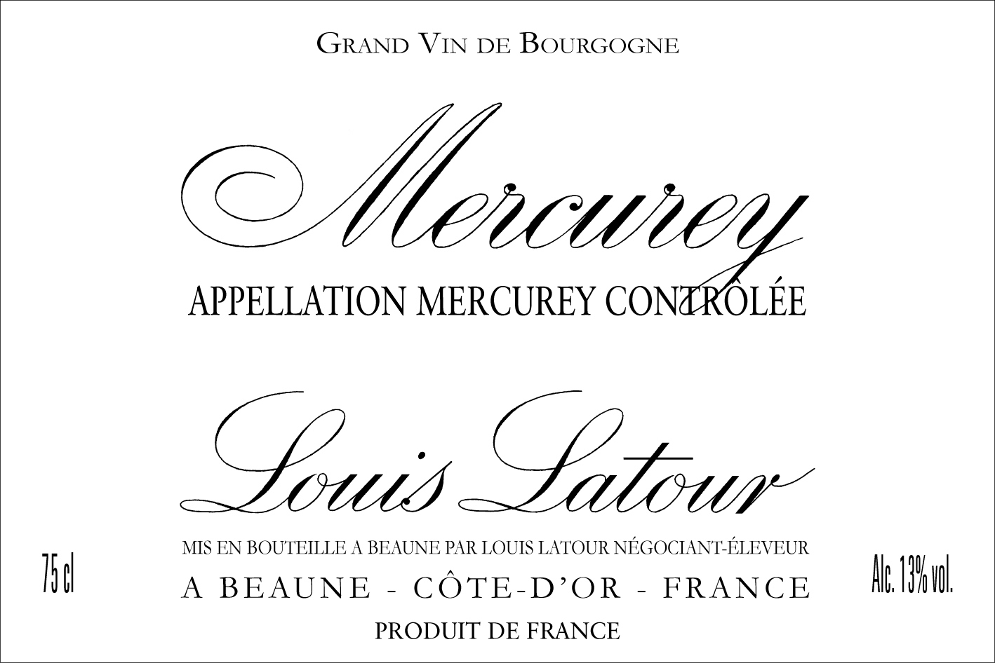Louis Latour - Mercurey label