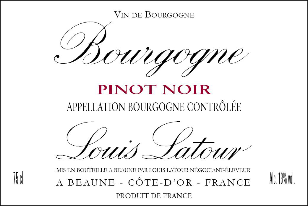 Louis Latour - Pinot Noir label