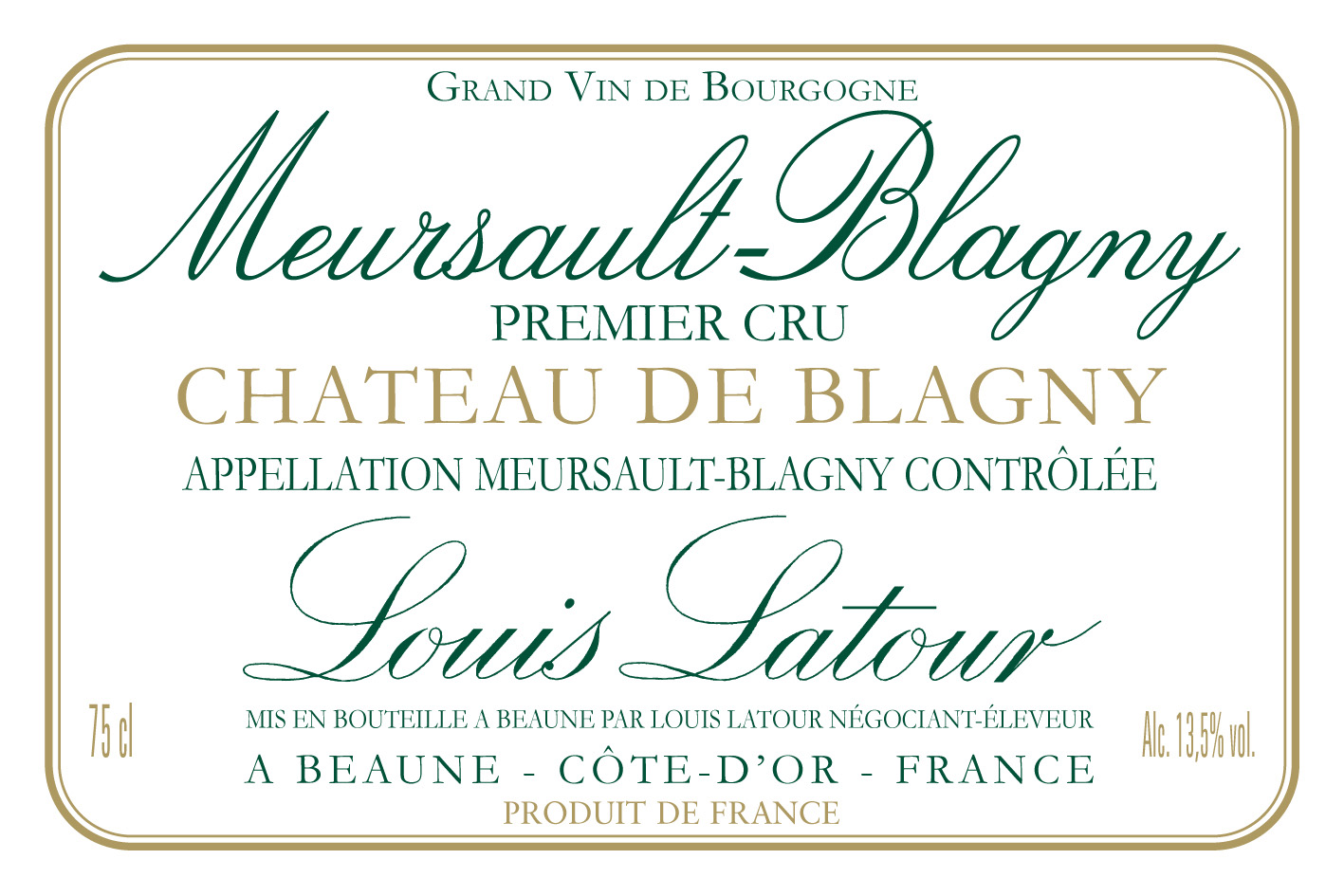 Louis Latour - Chateau De Blagny - Meursault 1er Cru label
