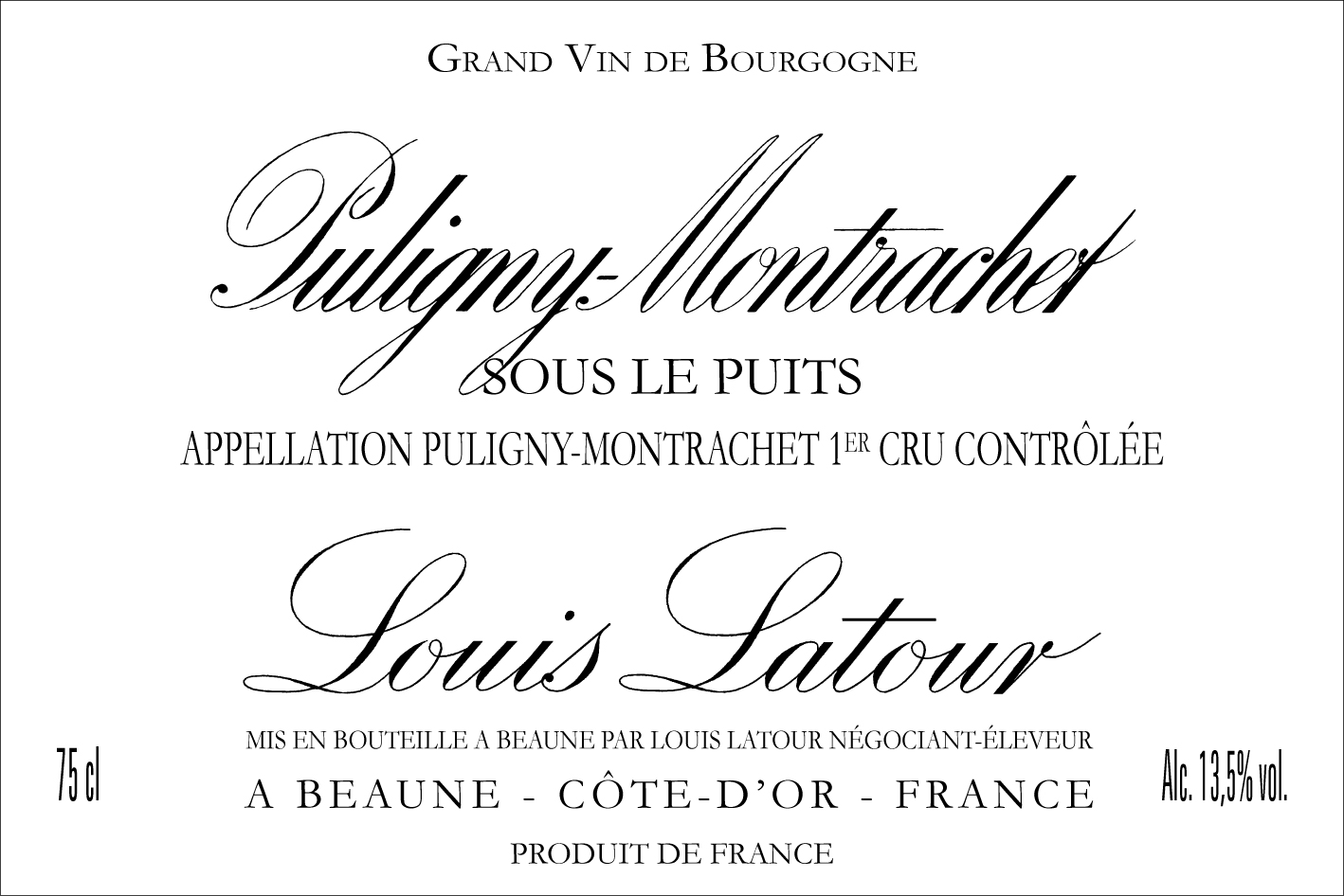 Louis Latour - Puligny-Montrachet 1er Cru - Sous Le Puits label