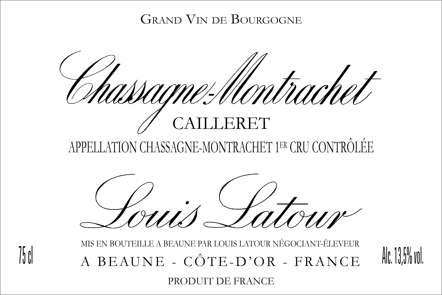 Louis Latour - Chassagne-Montrachet - Cailleret label