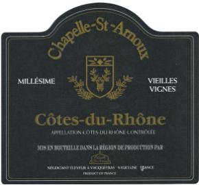 Chapelle St. Arnoux - Cotes Du Rhone label