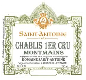 Domaine Saint Antoine - Chablis 1er Cru Montmains label